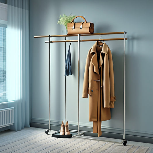 Discover the ultimate stylish coat rack with wheels and a double rod that will revolutionize your clothing organization. Say goodbye to clutter and hello to effortless style!