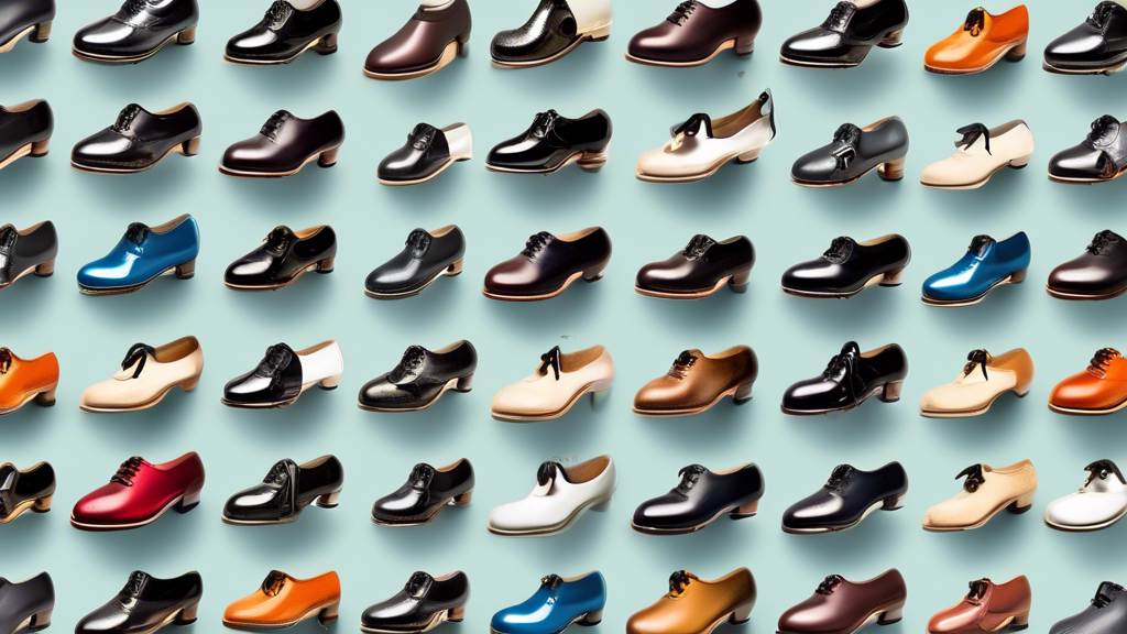 A collection of professional-grade tap shoes, arranged in a visually appealing way that showcases their different styles and features. The image should capture the essence of the article's topic, and