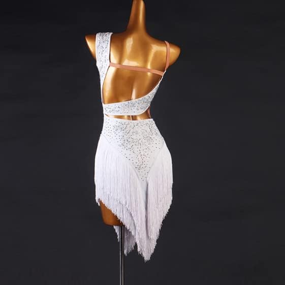 Hollow Latin Dance Dresses for Woman Professional Fringe Tango Dress with Rhinestones Ballroom Cha Cha Dancewear