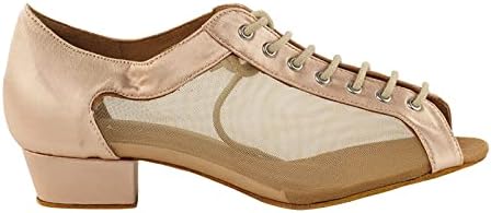 Ladies Salsa, Latin Ballroom Practice Dance Shoes - 1643FT - 1 inch Flat Heel & Canvas Shoe Bag