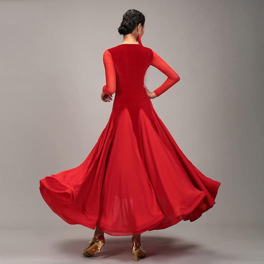 Ballroom Dance Dresses Women's Velvet Competitive Dance Costumes Foxtrot Modern Flamenco Dancing Outfit