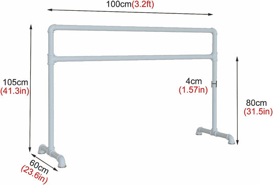 3.2ft/4foot/5ft/6ft Long Ballet Bar, Freestaning Heavy Duty Steel Ballet Barre for Adult Child Dancer, Movable Non-Slip Ballet Stretch Dance Bar (Color : White, Size : 120cm/4ft)