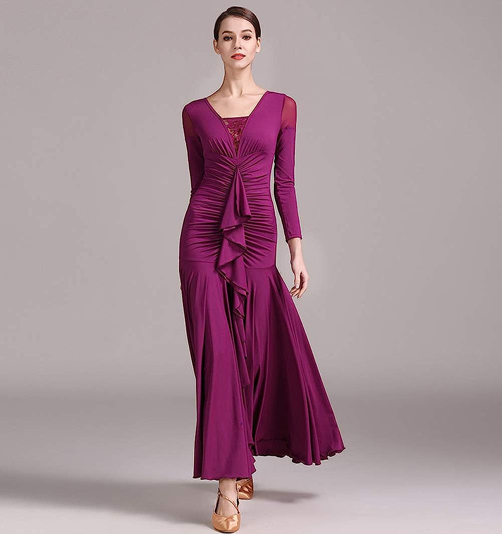 Frills Design Ballroom Dance Dress Modern Dance Flamenco Waltz Dress Standard Practice Wear Competition Costume