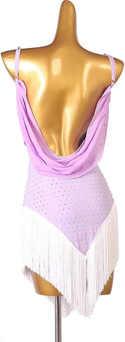 Sexy Sling V-Neck Latin Dance Dresses for Women Ballroom Salsa Samba ChaCha Costume Tassel Latin Competition Dress