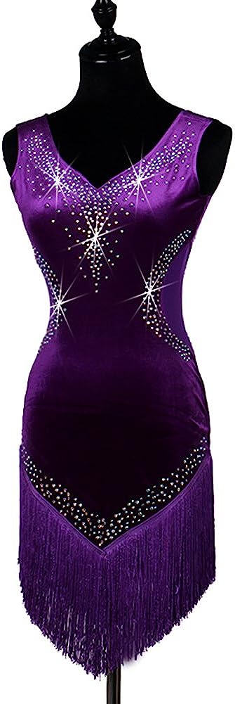 Latin Dance Dresses Women's Performance Crystals/Rhinestones Tassel Sleeveless Natural Dress