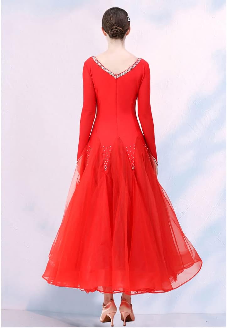 Ballroom Performance Dance Dresses Women's Long Sleeve Waltz Modern Costume Tango Flamenco Outfit Salsa Dancewear
