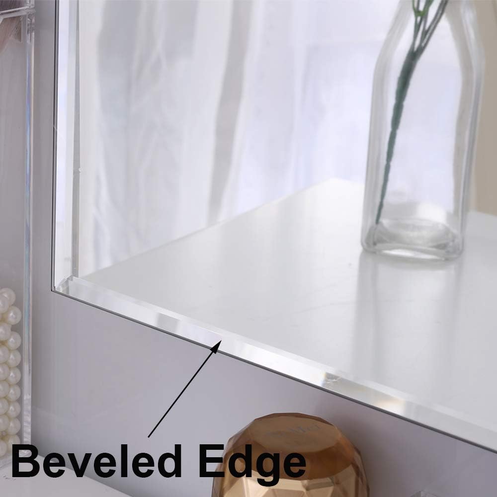 2PCS Bathroom Mirror with Beveled Edge, 20" x 28" Frameless Wall Mirror for Bedroom Vanity, Entryways, Washrooms, Living Rooms, Rectangular Horizontal or Vertical Hanging