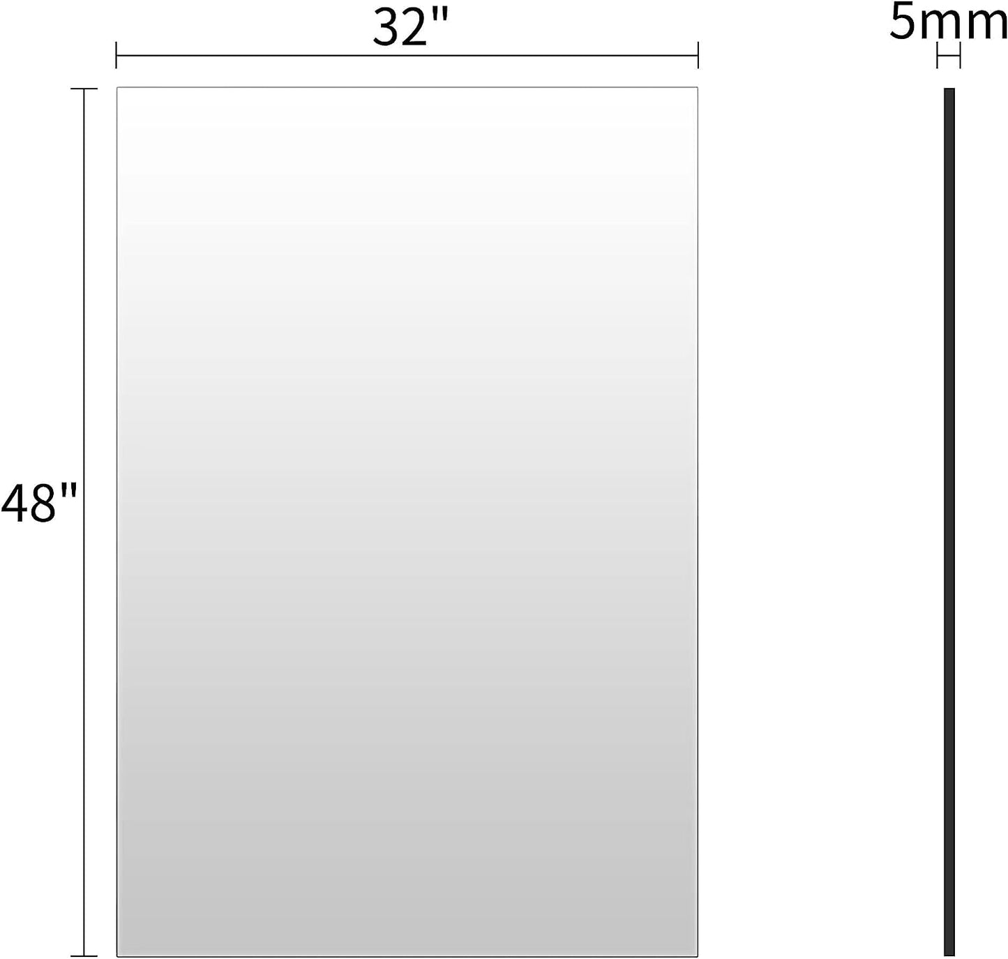 Gym Mirrors for Home Gym 48"x32" Workout Mirrors Large Wall-Mounted Mirror Gym Mirrors for Fitness Exercise Dance, 1 Pc