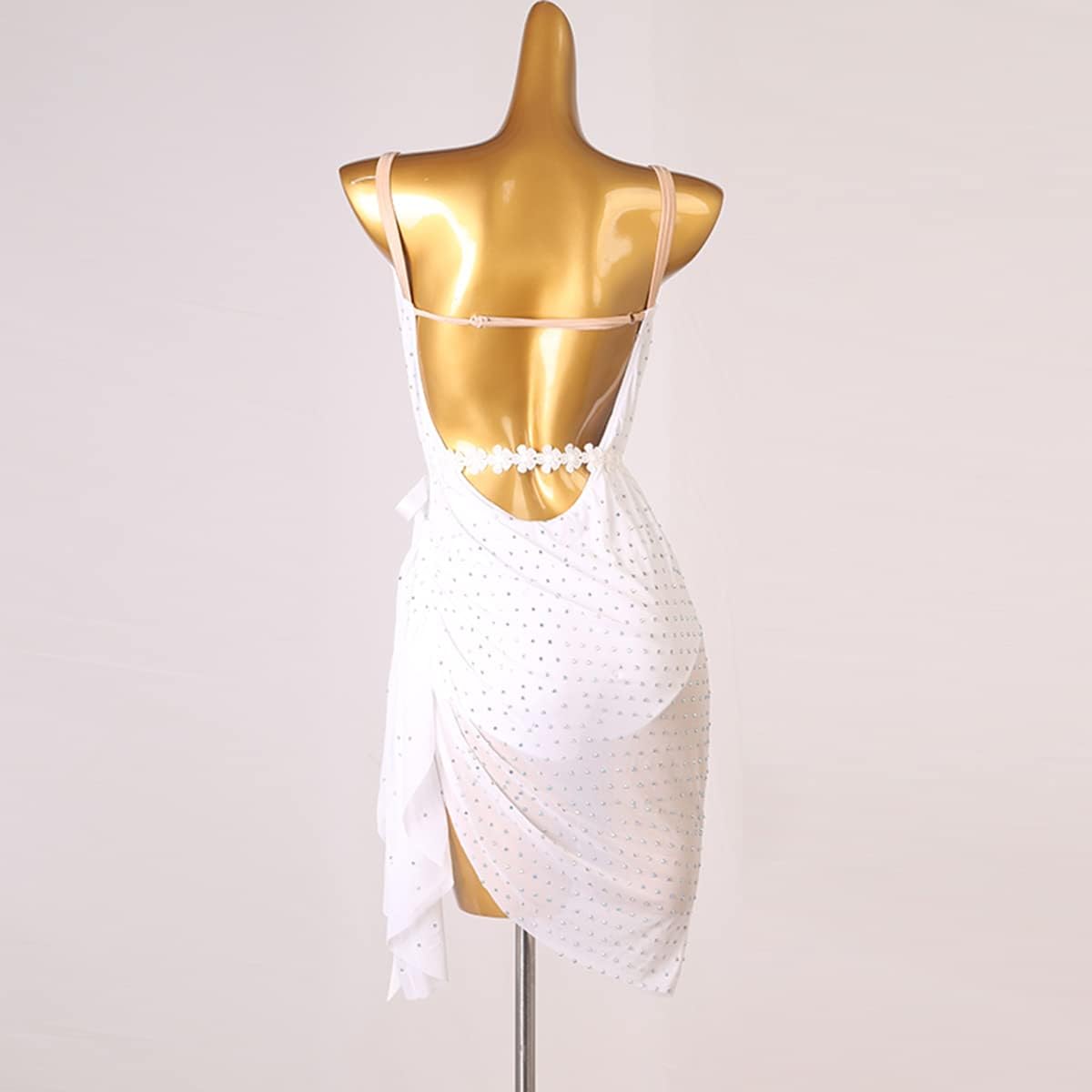 white christmas dresses Women Sling V Neck Latin Dance Dresses Fringe Split Leg White Latin Co –  Dance Wear Fashion