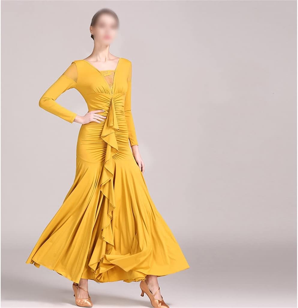 Ballroom Dance Competition Dresses Dance Waltz Dresses Standard Dance Dress Dance Costumes (Color : D, Size : XXL Code)