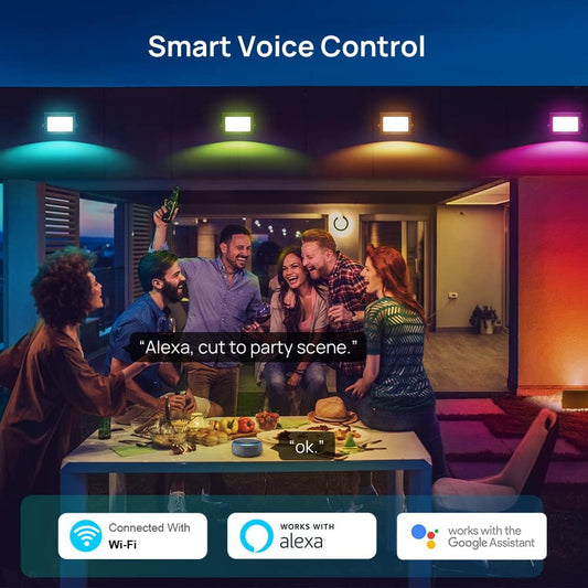 Tank 4 Pack 20W Smart WiFi RGB Led Flood Lights Outdoor Indoor Alexa Floodlights Christmas Color Changing Spotlights Uplighting for Events Party Uplights Stage Lights Landscape Halloween