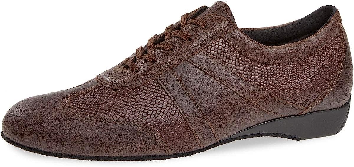 Mens Ballroom Sneakers 133-225-489 - Dark Brown Leather - Comfort (Wide) - 1" Wedge-Heel - Made in Germany
