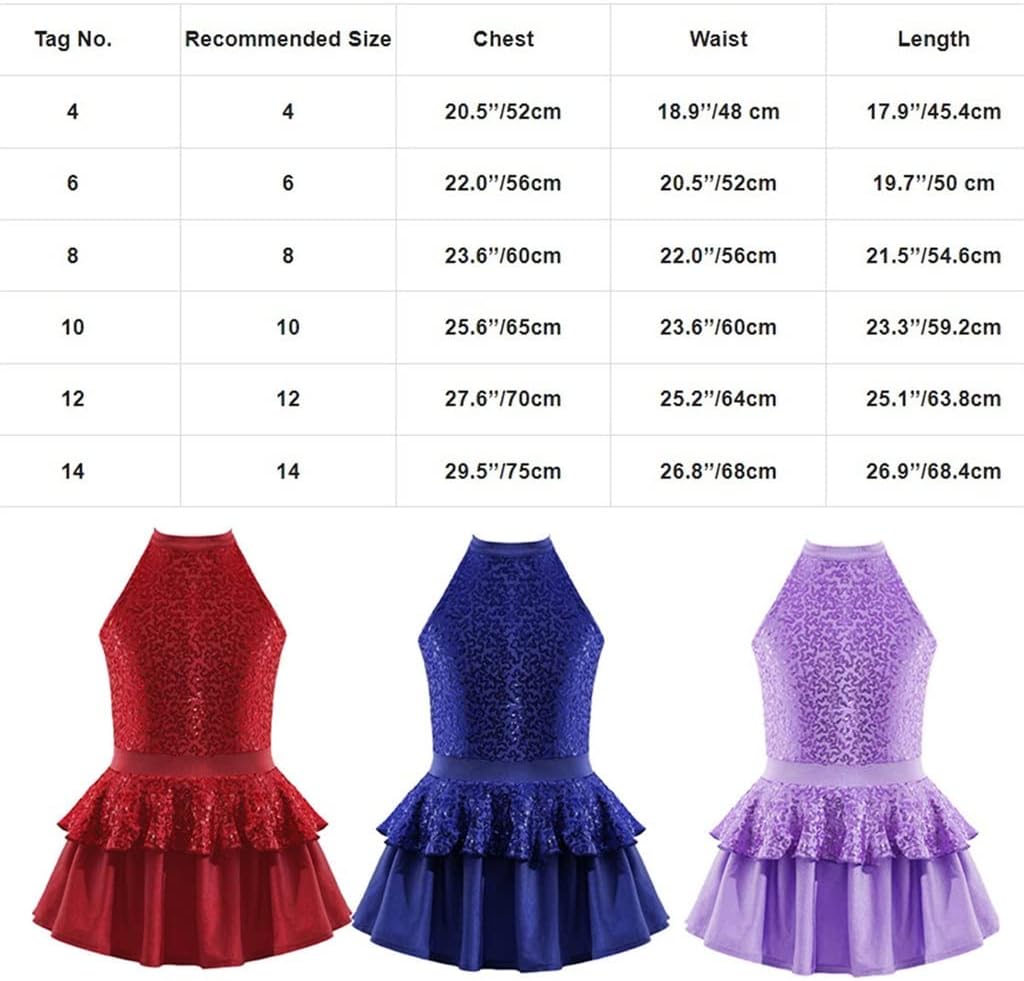 Sequins Ballet Tutu Dress Kids Girls Halter Shiny Contemporary Jazz Latin Dance Ballerina Leotard Costume (Color : Gray, Size : 12 Code)