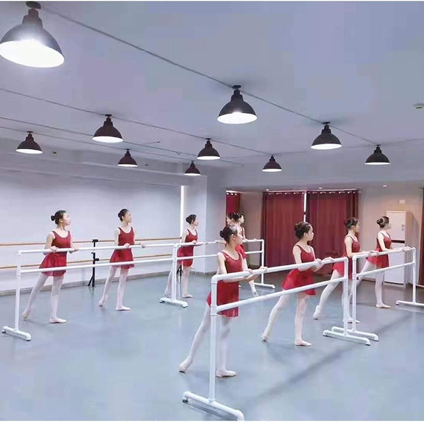 Freestanding Ballet Bar Portable Ballet Barre Adjustable Freestanding Stretch Dance Room Home Double Bars for Dancing Fitness Detachable 220328