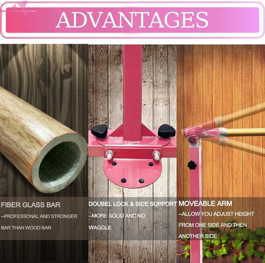 Gymnastic Kip Bar,Horizontal Bar for Kids Girls Junior,3' to 5' Adjustable Height,Home Gym Equipment,Ideal for Indoor and Home Training,1-4 Levels,260lbs Weight Capacity