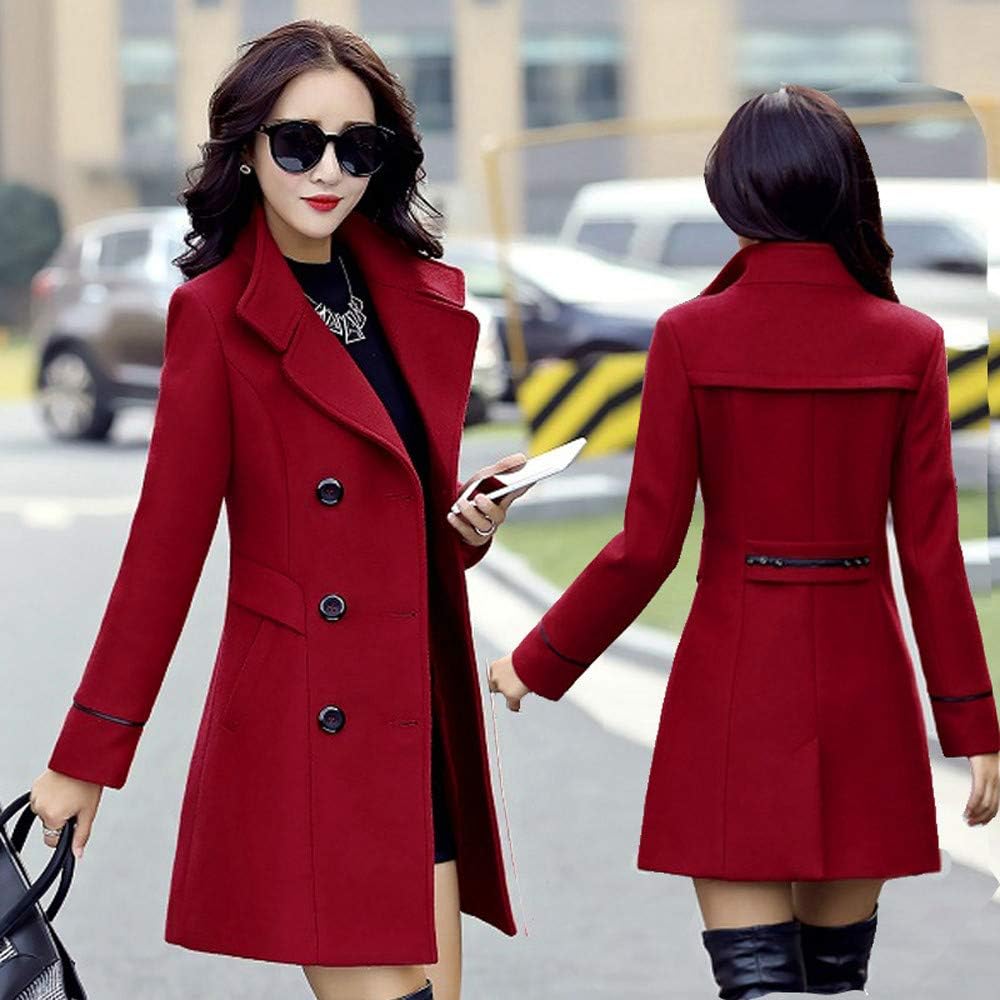 Women Wool Double Breasted Coat Elegant Long Sleeve Work Office Fashion Jacket