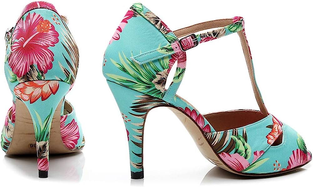 Women Standard Latin Dance Shoes T Strap Fashion High Heels Party Dress Shoes T1001