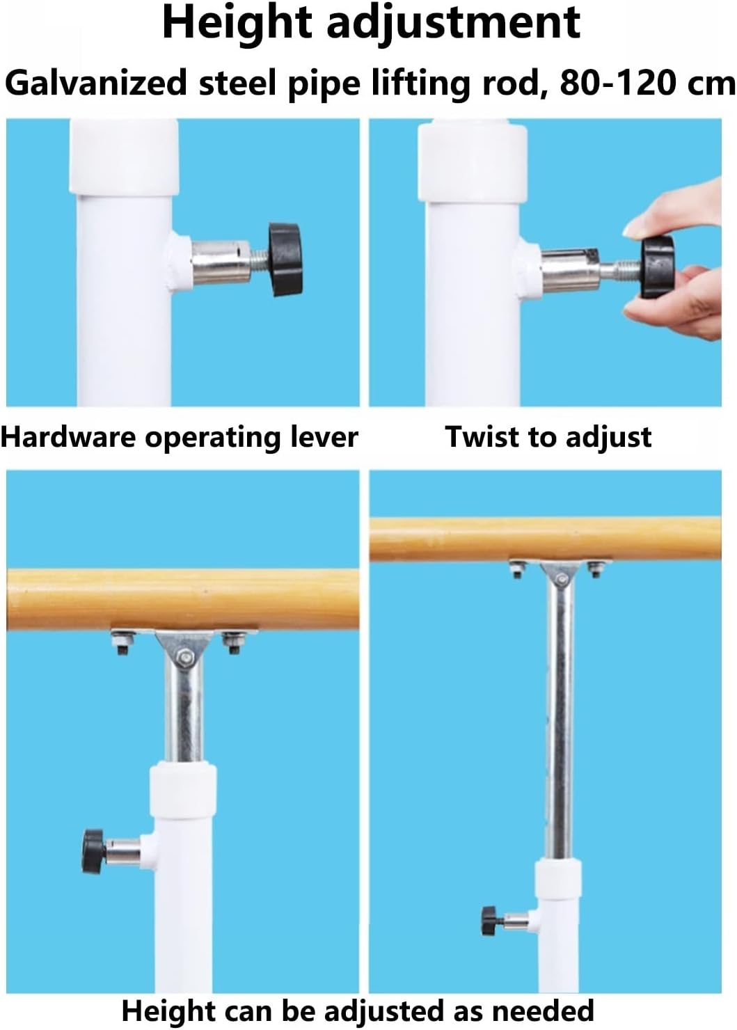 Ballet Barre for Home Portable Home Kids Adjustable Movable Stand with Non-Slip Stretching Independent Dancing Stick Portable Dancing Stick Barre (White) (1M) Freestanding Adjustable Bar