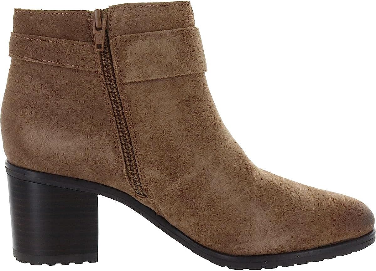 Womens Lydia Leather Round Toe Ankle Boots