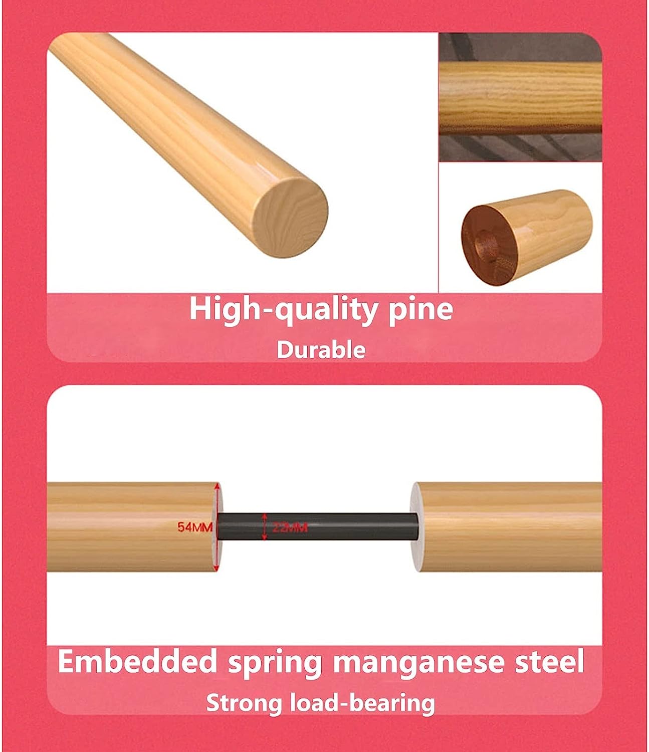 Portable Dance Independently Adjustable Dancing Exercise Horizontal Bar Wooden Ballet Barre Used for Home and Studio (Color : White, Size : 1 m) (Pink 1 m)