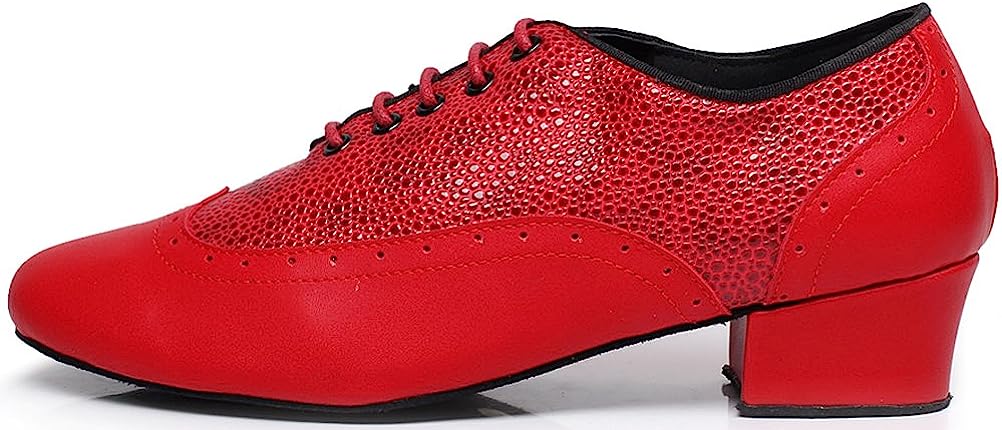 Mens Jazz Latin Dance Shoes Salsa Tango Cha-Cha Ballrom Round Toe Practice Fashion Dancing Shoes Lace Up Soft Sole
