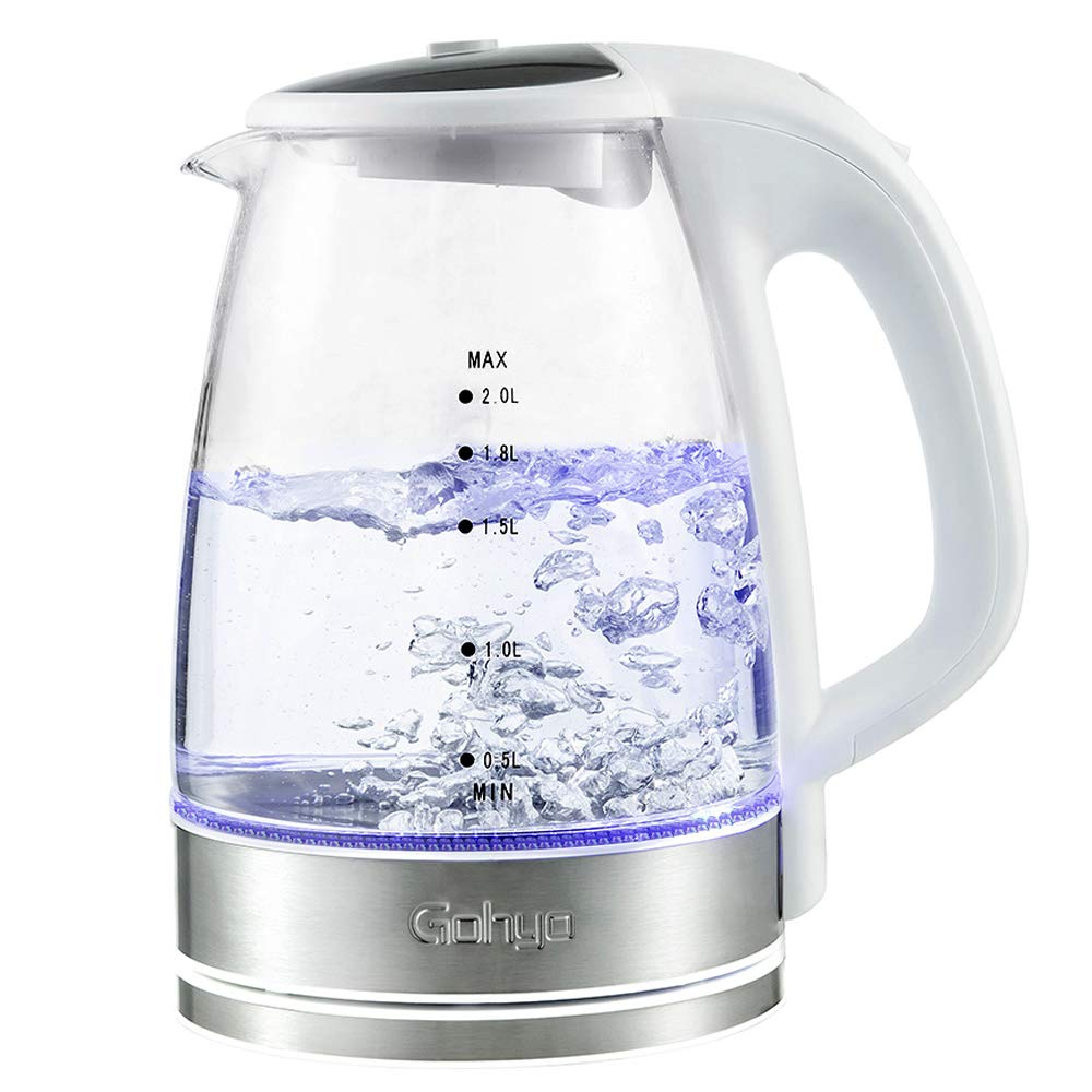 Gohyo 2-Liter Glass Electric Tea Kettle for Fast Boiling, Hot