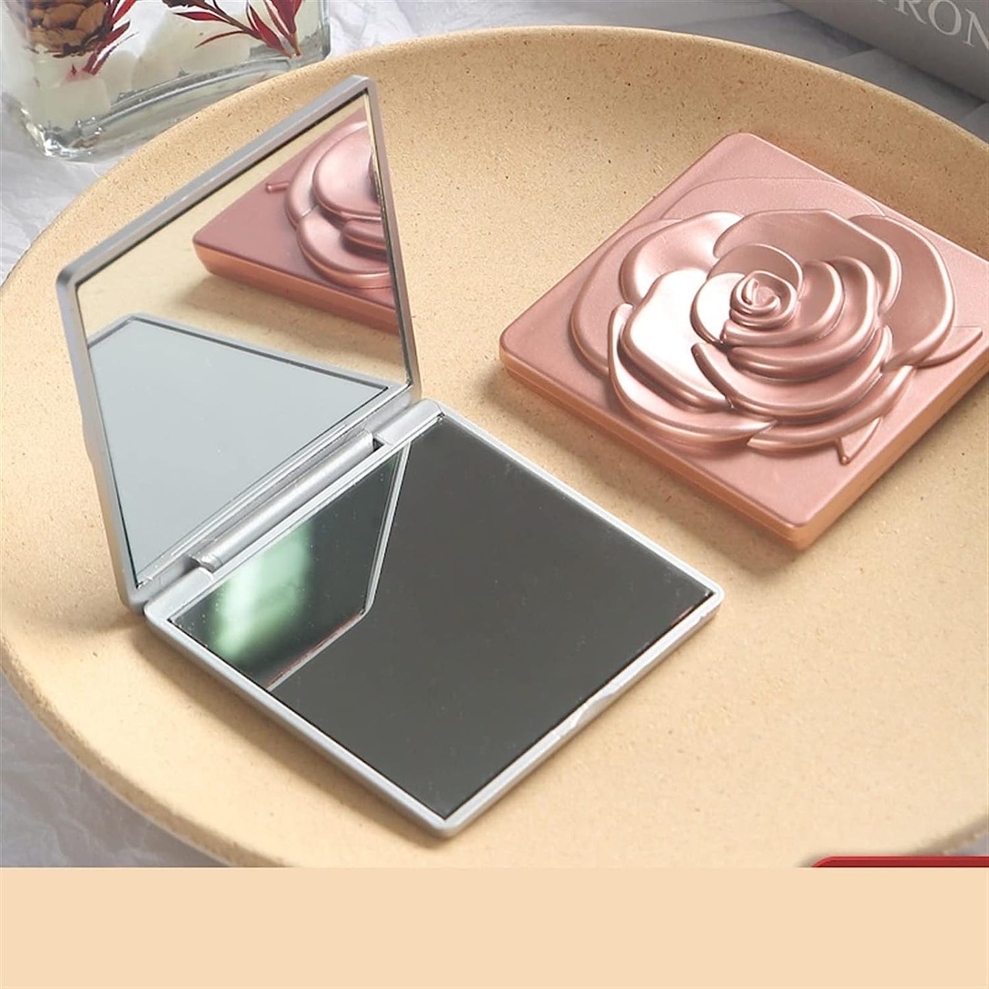 Make up Mirror Creative Makeup Mirror Portable Mirror Portable Wholesale Stall Folding Mini Magnifying Square Small Makeup Mirror (Color : 2)