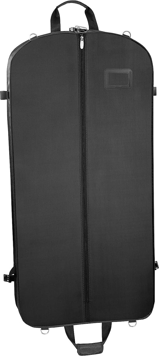 45" Premium Extra Wide Garment Bag with shoulder strap and two large pockets,Black
