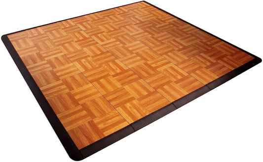 5X5OAKFLOOR Interlocking Lightweight Plastic Modular Dance Floor Kit (5' x 5'), Oak, 45 Piece