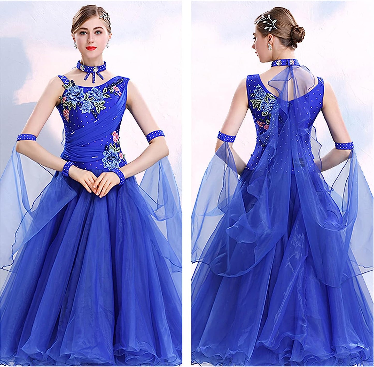 Ballroom Competition Dancing Dresses for Women Modern Waltz Dance Costumes Embroidery Tango Dancing Dress