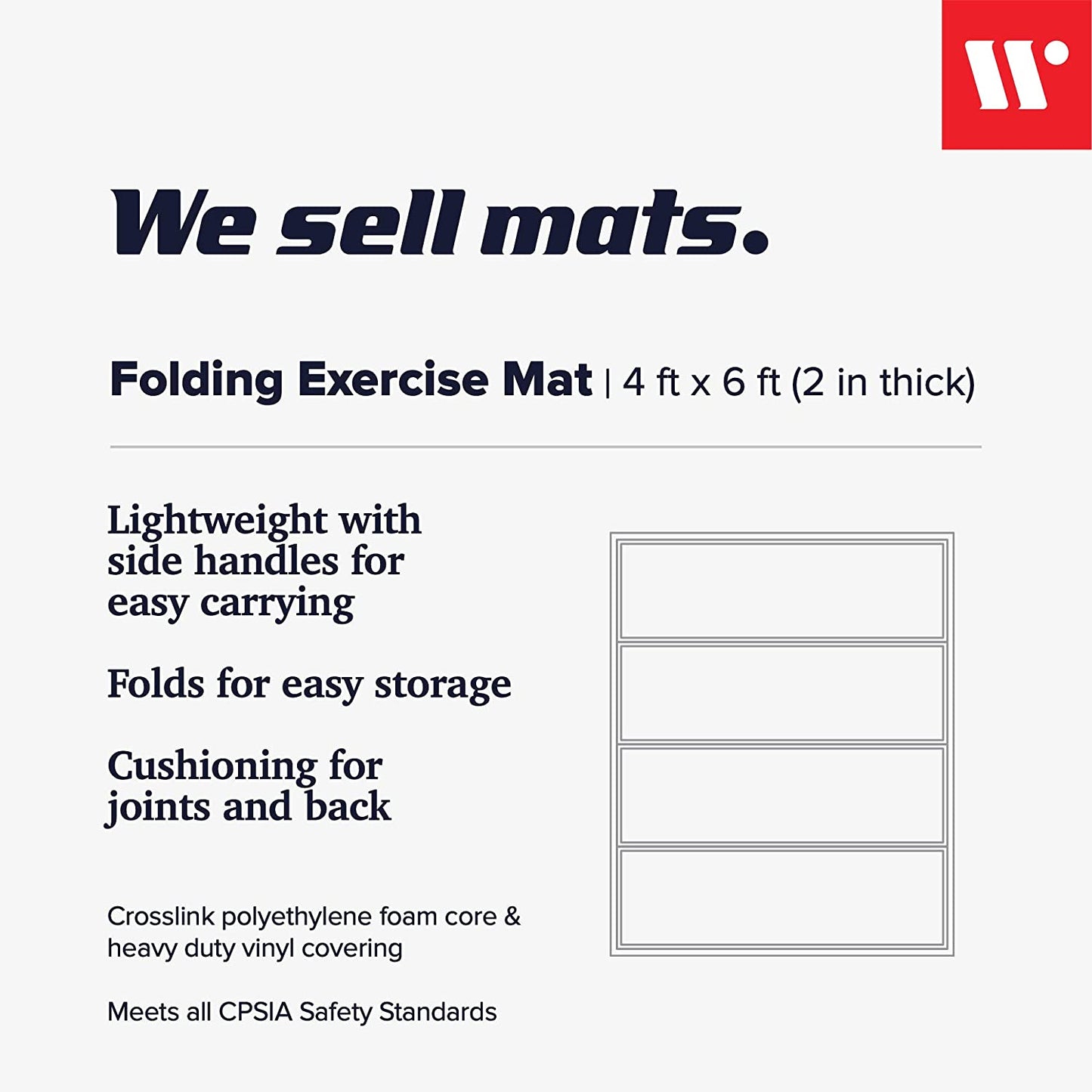 4 ft x 6 ft x 2 in Personal Fitness & Exercise Mat for Home Workout- Lightweight & Folds for Carrying- All Purpose Home Gym Mat- Thick Mat for Yoga, Pilates, Stretches & Floor Exercises