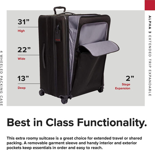 Alpha 3 Extended Trip Expandable 4-Wheeled Packing Case Suitcase - Great for Extended Travel of Shared Packing - Rolling Luggage for Men and Women - Anthracite