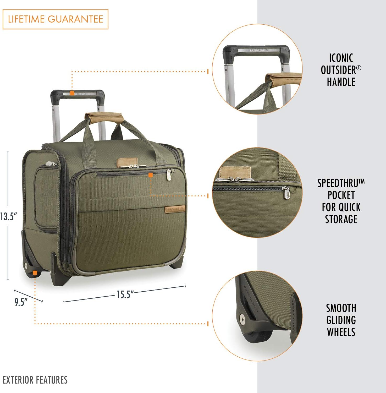 Baseline-Softside Rolling Cabin Upright Bag, Olive, Underseater 16-Inch