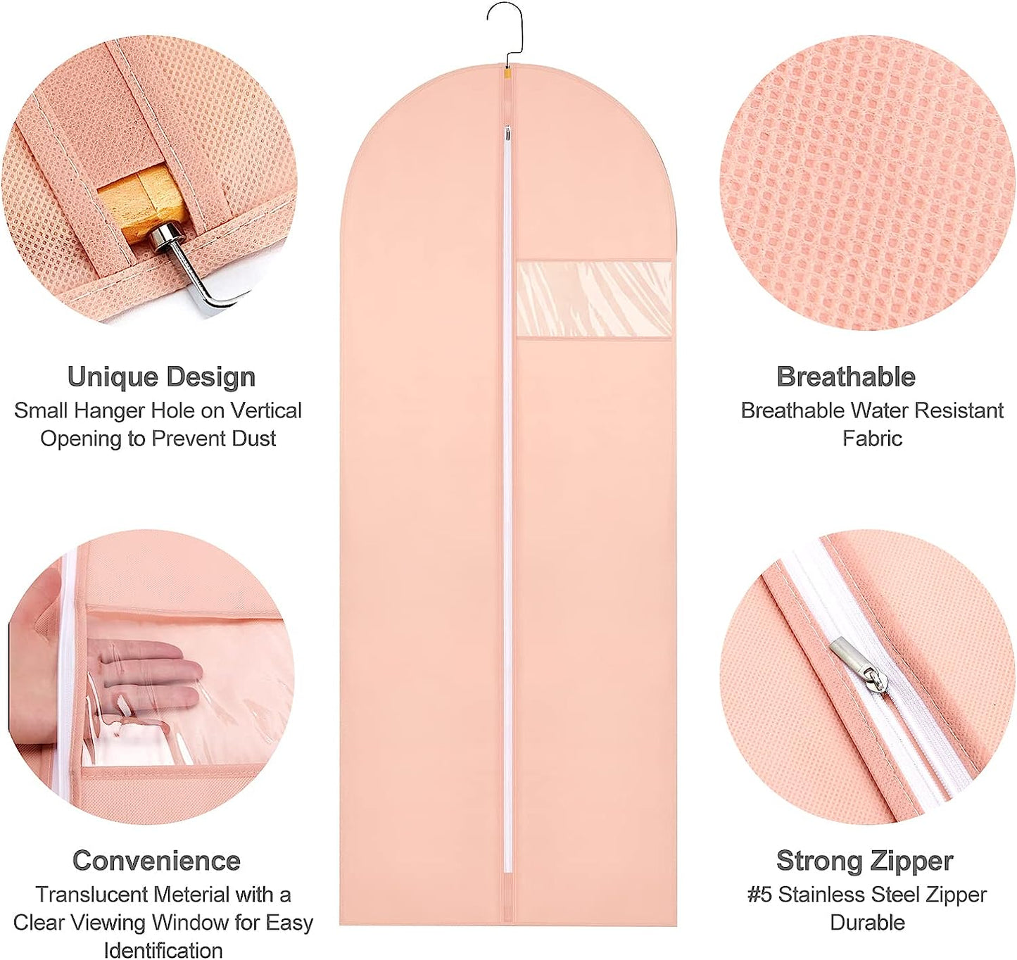 Garment Bags for Closet Storage,Garment Bags for Hanging Clothes Suit Cover Garment Bags for Travel Hanging Garment Bags for Closet Storage (Pink 24'' x 55''/10Pack)