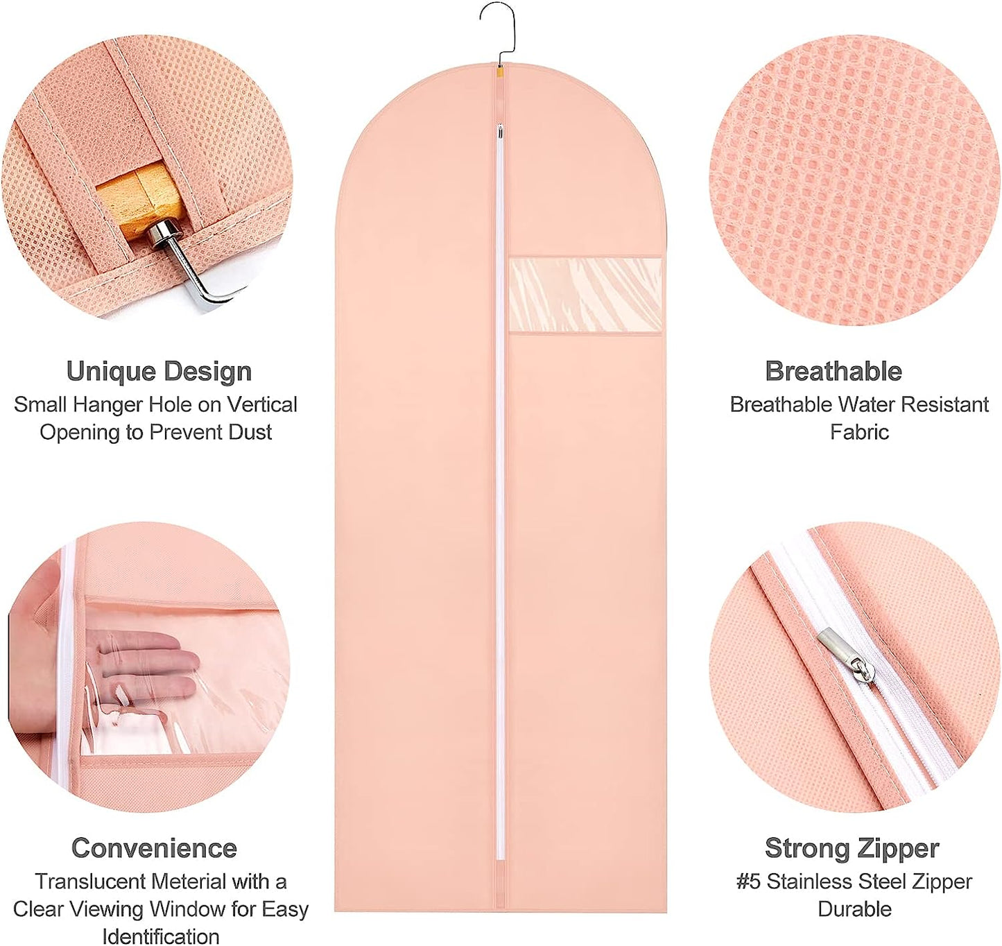 Garment Bags for Closet Storage,Garment Bags for Hanging Clothes Suit Cover Garment Bags for Travel Hanging Garment Bags for Closet Storage （Pink 24'' x 55''/10Pack)