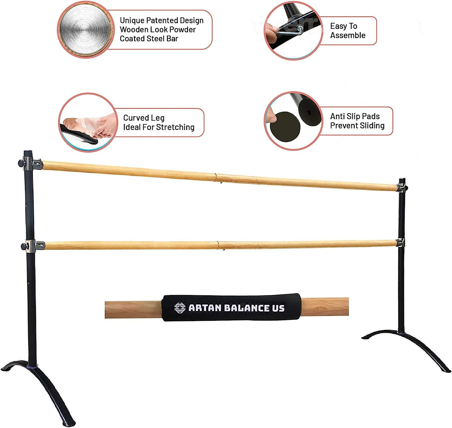 New Ballet Barre Portable for Home or Studio with Detachable Protector Cushion