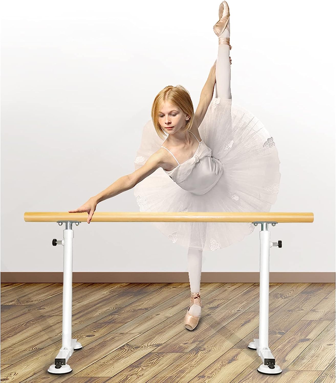 Adjustable Dance Stick, Freestanding Portable Ballet Barre with Non-Slip Foot, Single Ballet Bar Equipment for Exercise Stretching (Color : Pink, Size : 1.5 m) (White 1.5 m)