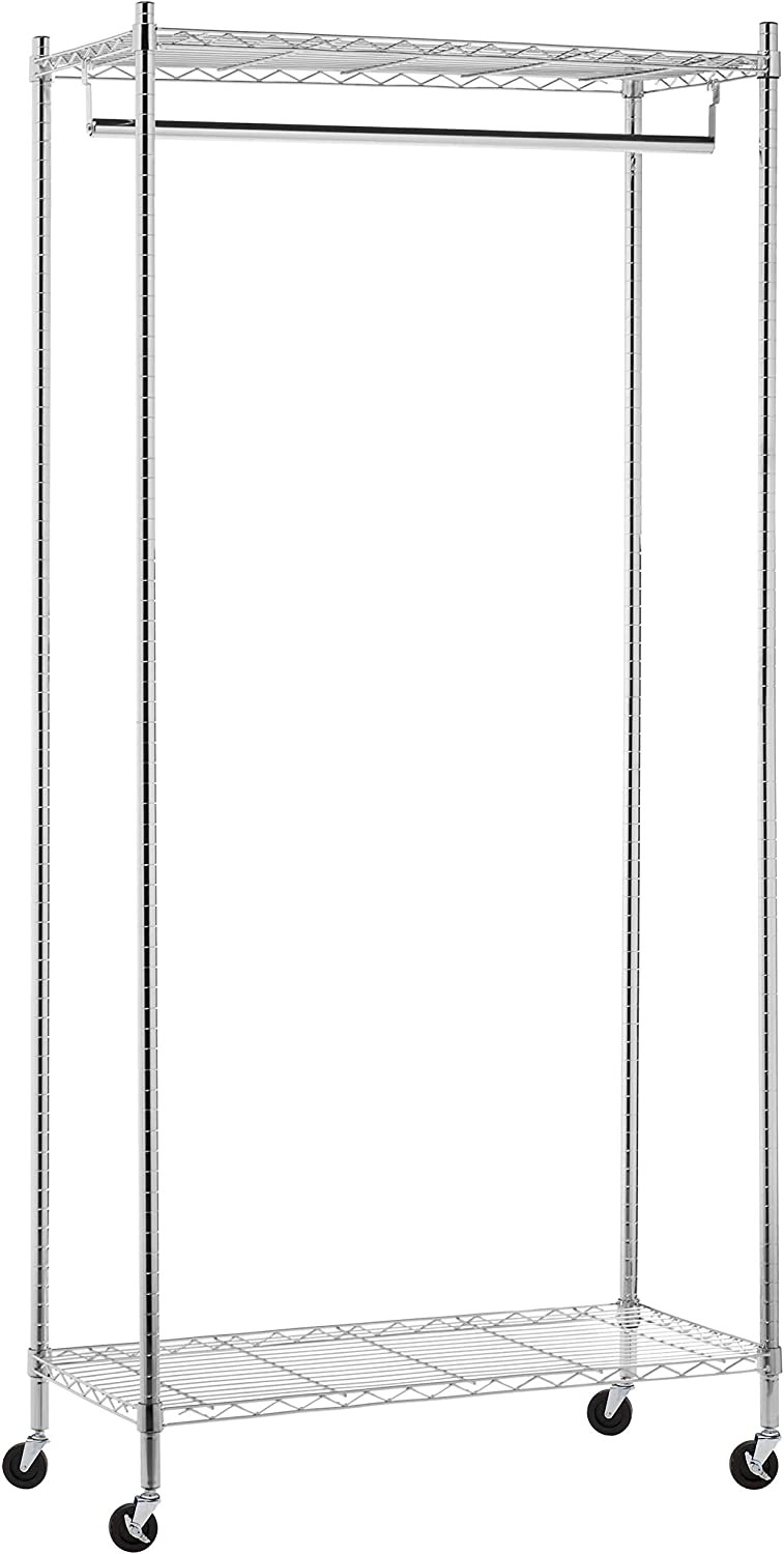 Heavy Duty Rolling Garment Rack,Chrome & Honey Can Do Garment Rack Cover, GAR-02198, Navy Blue