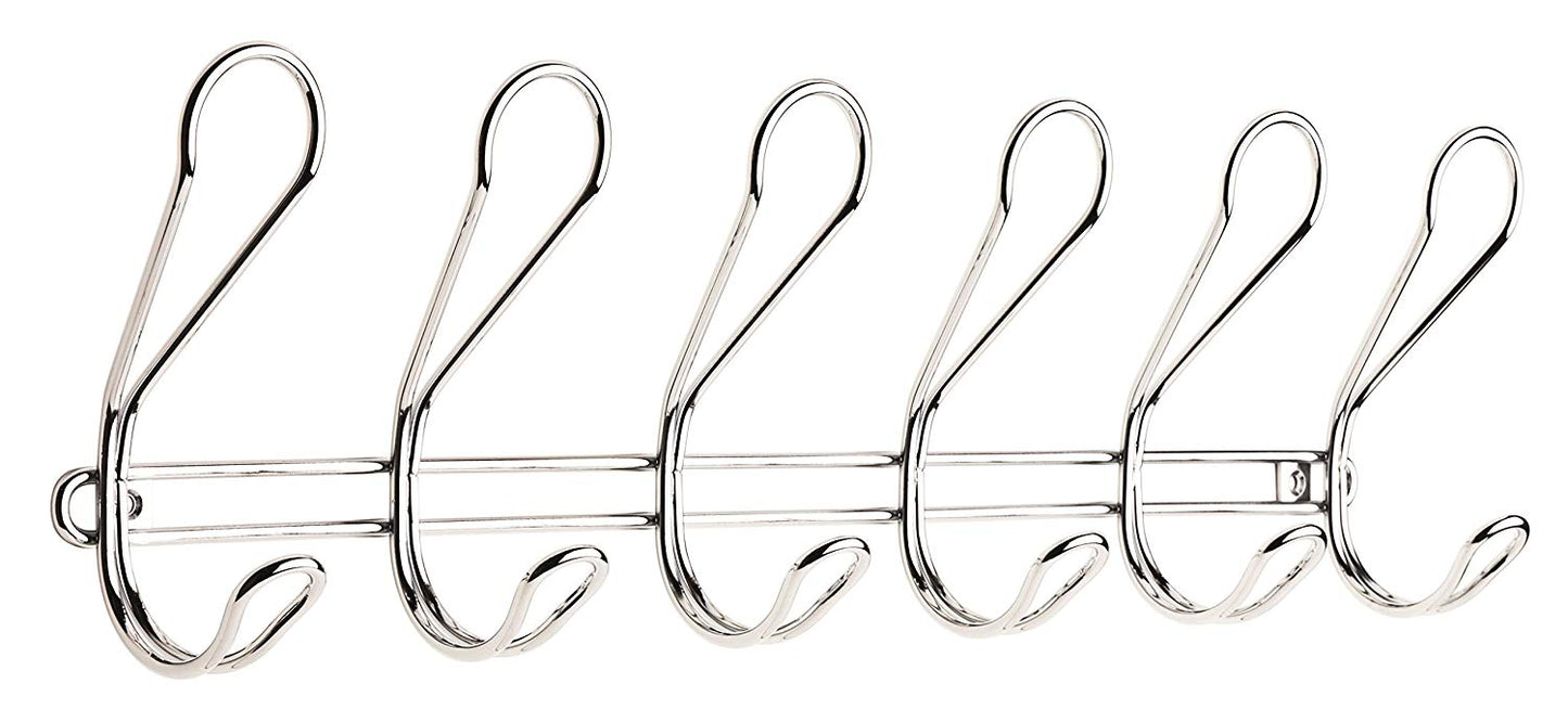 DOLWLM6-CHR-R Dolen 6 Wall Mounted Coat and Hat Hook Rail, Hook Rack, Hooks, Chrome