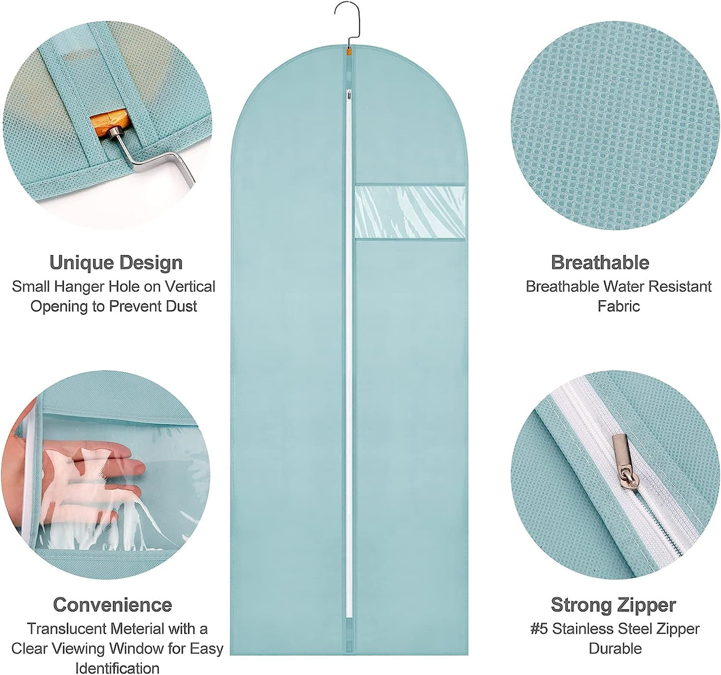 Garment Bags for Closet Storage,Garment Bags for Hanging Clothes Suit Cover Garment Bags for Travel Hanging Garment Bags for Closet Storage (Blue 24'' x 48''/10Pack)