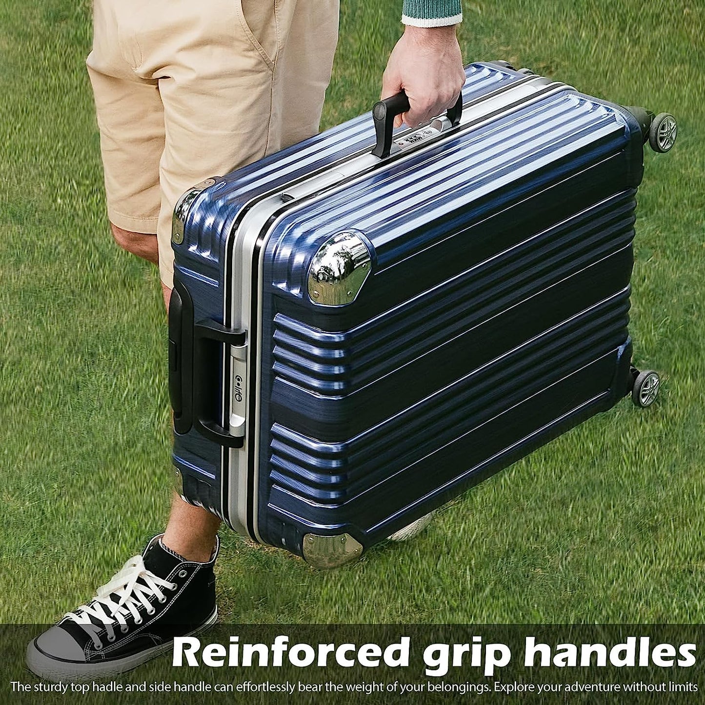 Luggage Aluminium Frame Suitcase TSA Lock 100% PC 20in 24in 28in (Sliver, M(24in))