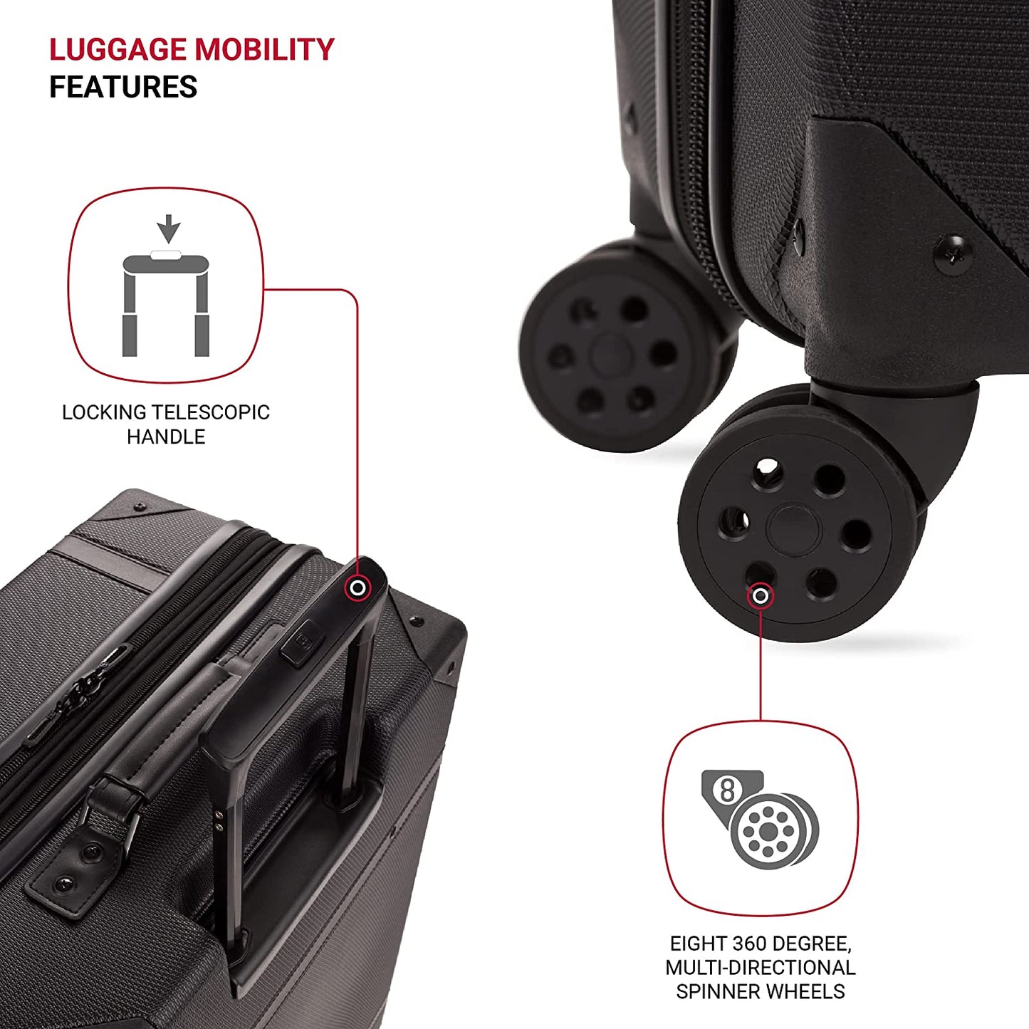 7739 Hardside Luggage Trunk with Spinner Wheels, Black, Checked-Large 26-Inch