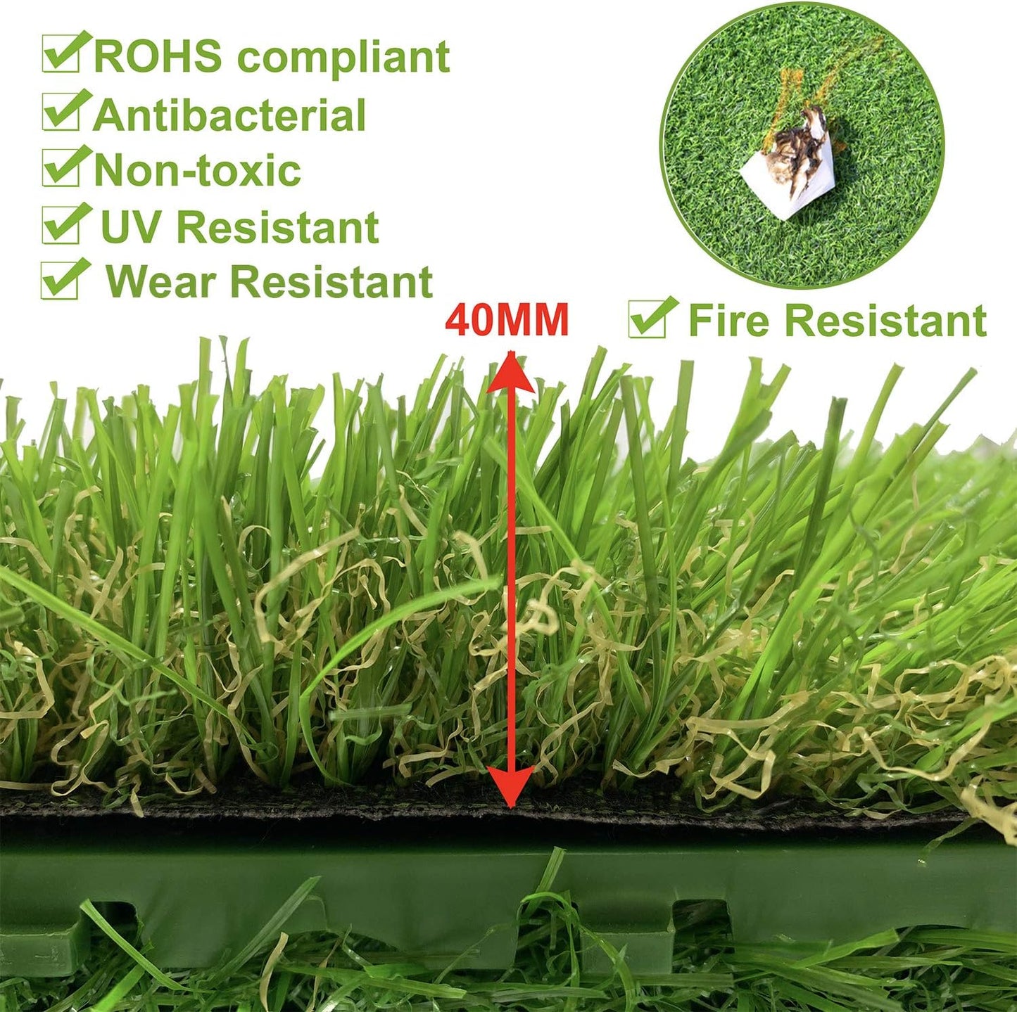 9PCS Artificial Grass Turf Interlocking Grass Tile Lawn Rug for Dogs Puppy Potty Pads Pet Synthetic Square Grass Carpet Golf Mat Outdoor Landscaping Indoor Flooring Decor 12''x12''