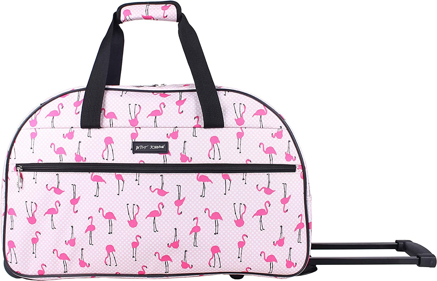 Designer Carry On Luggage Collection - Lightweight Pattern 22 Inch Duffel Bag- Weekender Overnight Business Travel Suitcase with 2- Rolling Spinner Wheels (Flamingo Strut)