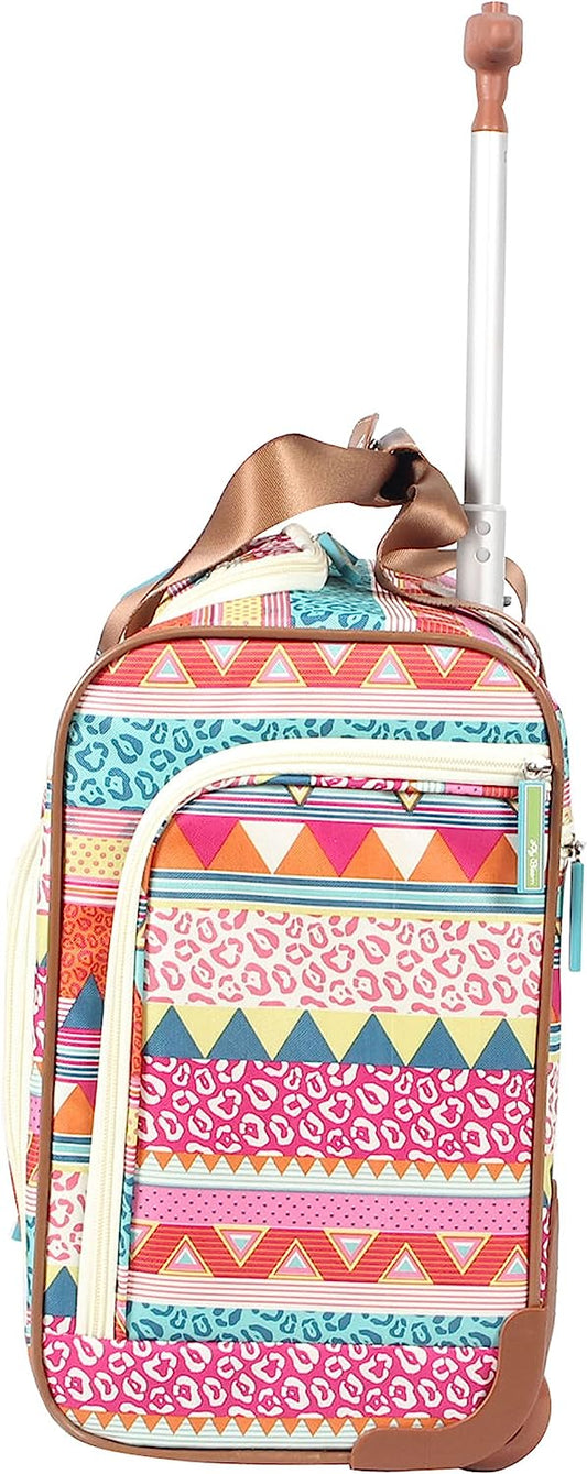 Designer 15 Inch Carry On - Weekender Overnight Business Travel Luggage - Lightweight 2- Rolling Wheels Suitcase - Under Seat Rolling Bag for Women (On the Prowl)