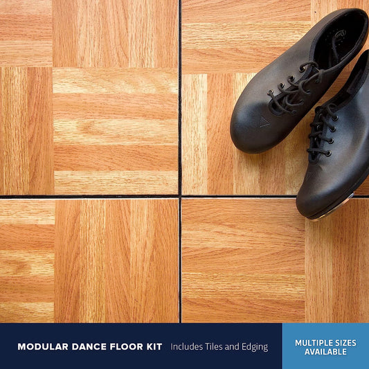 1/2 Inch Thick Modular Practice Dance Floor Kits | Wood-Printed Plastic Dance Flooring for Practice and Performance of Countless Dance Styles | Oak, 36 Tiles - 6' x 6'