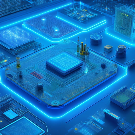 A futuristic, glowing blue circuit board with swirling data streams, surrounded by miniature iconic representations of devices (smartphone, laptop, tablet, camera) and a few scattered, shrinking physical storage units (hard drive, CD, floppy disk).