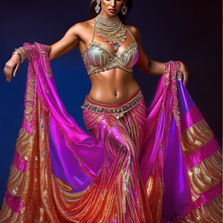 Discover the enchantment of belly dance with our dazzling costume set! Sparkle and shine on the dance floor like never before. Click now for the ultimate experience!