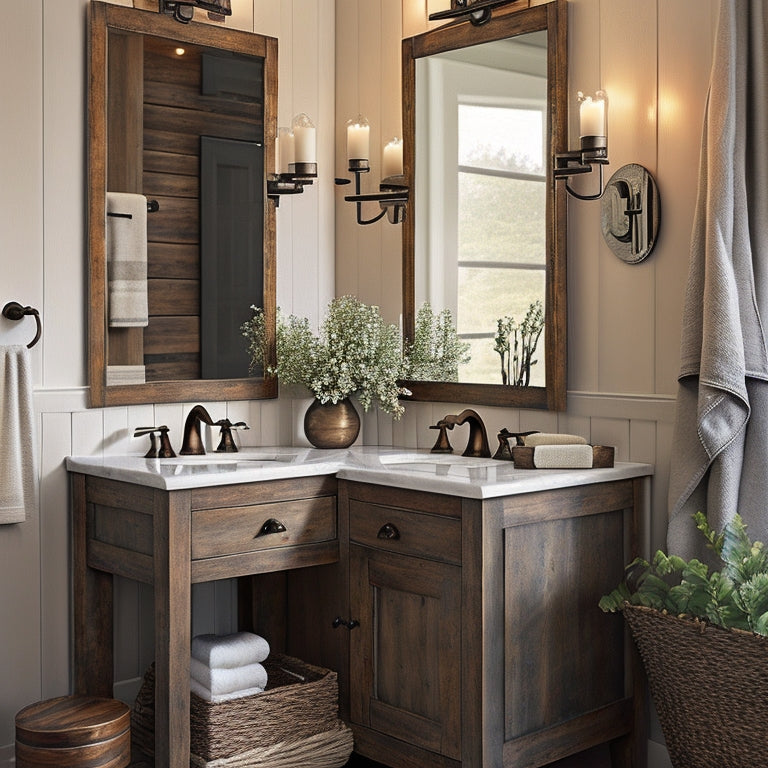 Discover the perfect finishing touch for your farmhouse bathroom with our selection of stylish tilting metal framed mirrors. Elevate your space with this rustic-chic accessory.