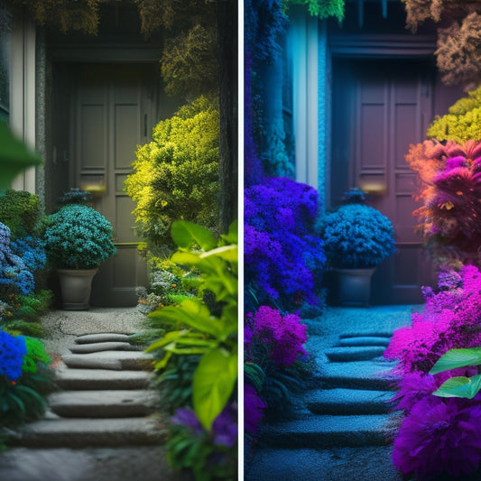 A split-screen image: a dull, unedited smartphone photo on the left, and the same photo transformed with vibrant colors, textures, and effects on the right, showcasing a dramatic before-and-after contrast.